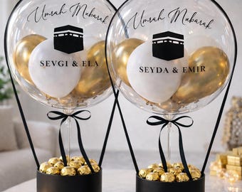 Personalized Umrah Mubarak lettering made of vinyl – STICKER with transfer film for balloons, for decoration & surfaces - create gifts