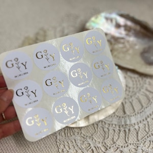 Etichette rotonde personalizzate "ROSA" per regali per gli ospiti - ORO - autoadesive - JGA battesimo matrimonio fidanzamento cerimonia di matrimonio fai da te