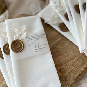Tovaglioli personalizzati decorati con Ruscus | matrimonio | Battesimo | JGA | Fidanzamento | ufficio anagrafe | compleanno | Futura sposa