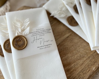 Personalized napkins decorated with Ruscus | wedding | Baptism | JGA | Engagement | registry office | birthday | Bride to be