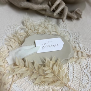 Tarjeta de lugar / tarjeta de presentación con cinta de gasa - para boda - tarjetas de invitación - oficina de registro - compromiso - JGA - bautismo - Nişan Nikkah Söz Isteme