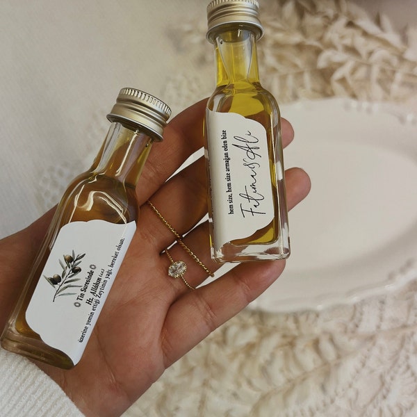 Personalisierte Gastgeschenke inkl. Olivenöl | 20ml Glasflasche | Gastgeschenke Hochzeit Geschenk Standsamt Nişan Söz Isteme Verlobung Taufe
