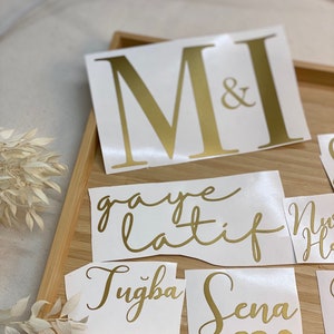 Belettering gepersonaliseerd van vinyl + inclusief transferfolie verjaardag JGA doopbevestiging verloving huwelijksfeest