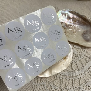 Gepersonaliseerde ronde etiketten "EN" voor gastgeschenken - ZILVER - zelfklevend - JGA doop bruiloft verloving diy huwelijksceremonie