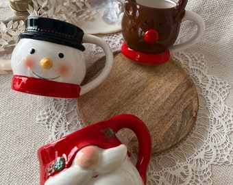 Christmas mug, deer, snowman, Santa Claus Christmas decoration - table decoration gift | Modern Christmas decoration 2025 Secret Santa gift