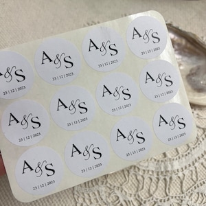 Gepersonaliseerde ronde labels "AND" voor gastgeschenken - ZWART - zelfklevend - JGA doop bruiloft verloving diy huwelijksceremonie