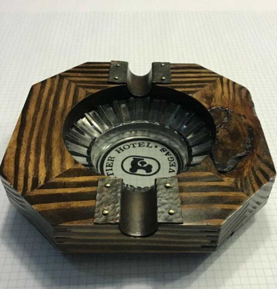 Handmade cigar ashtray from reclaimed southern yellow pine. Etsy