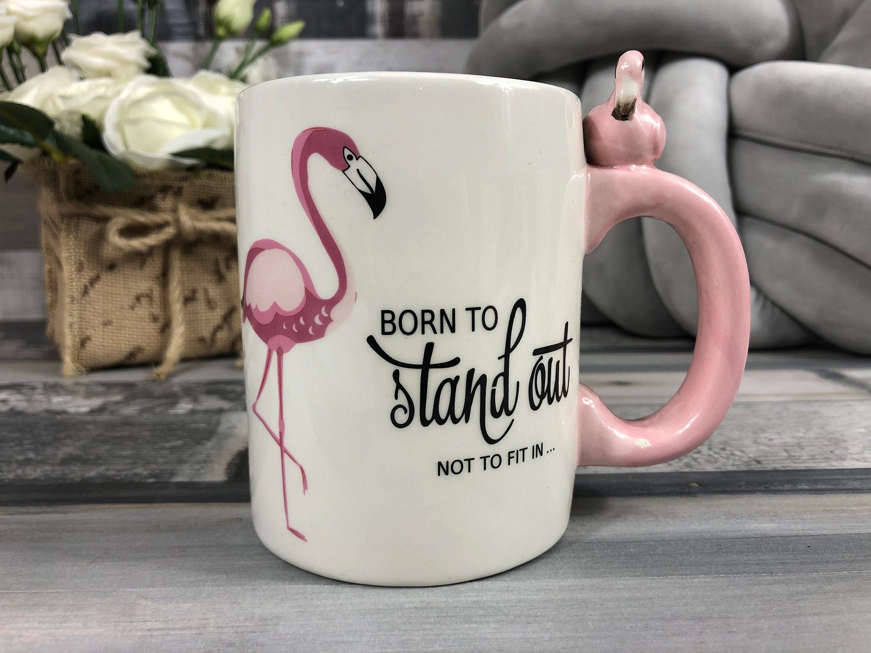 Unique Mug Flamingo Design Trending Mug Born to Stand Etsy