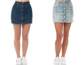 Almost Famous Women 39 s Juniors Button Front High Rise Denim Skirt