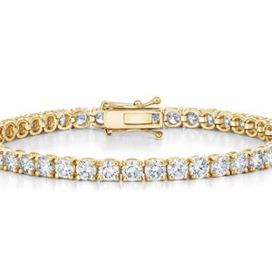 10k Solid Gold Moissanite Diamond Tennis Bracelet Yellow Gold 3mm