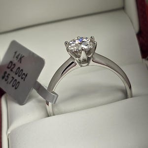 1CT 2CT 3CT Round Moissanite Ring 14k White gold Finish