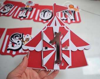 Circus theme birthday banner.