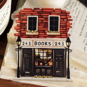 Bookstore Sticker | Book Collection | Vinyl, Clear, Matte | Shop Antique Library Writer Oldie | Laptop, Thermos, Journaling