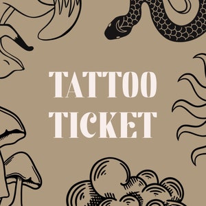 TATTOO TICKET - Tattoo Permission Pass | Have my Design Tattooed | Line Art Drawing Tattoo Permission