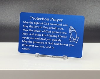 Protection Prayer Aluminum Wallet Card - Red, Green, Blue, Black, Gold and Pink