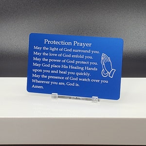 Protection Prayer Aluminum Wallet Card - Red, Green, Blue, Black, Gold and Pink
