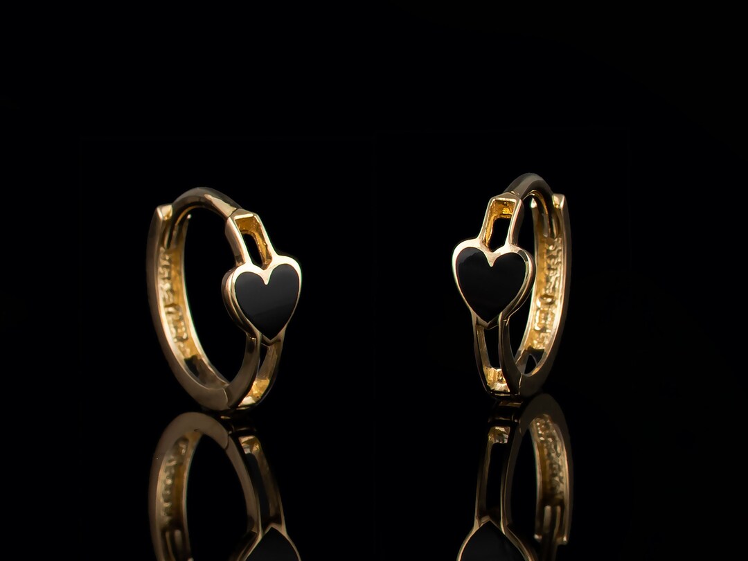 pierced Black Heart Huggies