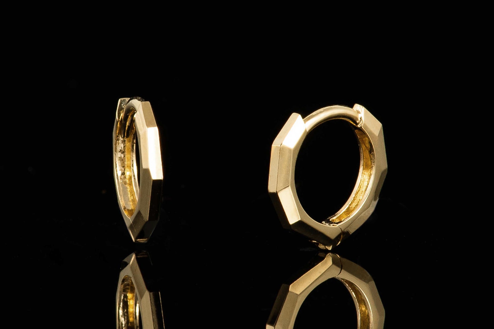 14k Yellow Mini Gold Geometric Hoops 14k Gold Mini Geometric Etsy