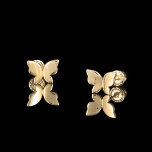 14k Gold Plain Butterfly ScrewBack Earrings,Minimalist Butterfly Earrings. 14k Gold Butterfly Studs,Simple Butterfly 14k Gold Earrings