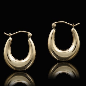 14k Gold Plain Tapered Hoops, 14k Gold Tapered Shrimp Hoops, Gold Tapered Hoops, Plain 14k Gold Hoops,Tapered Hoops Earrings, Gold Hoops