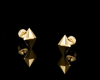 14K Gold Geometric Diamond Earrings