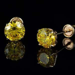 14k Solid Gold Topaz November Birthstone Casting Screw Back Earring, 14k Gold November Birthstone Screw Back Earrings, Birthstone Studs