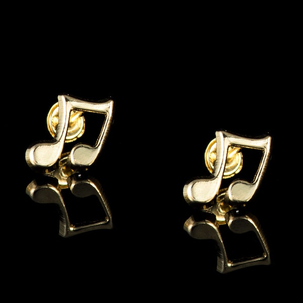 14k Solid Yellow Gold Musical Note Screw Back Earrings, 14k Gold Music Note Screw Back Earrings, Music Note Gold Studs,Music Note Studs