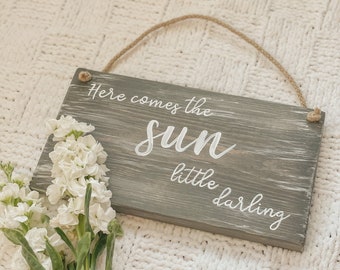 Here Comes The Sun Sign, The Beatles Lyric Plaque, Handmade Quote Sign, Wooden Lyric Plaque