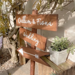 Large Rustic Wedding Directional Sign, Wedding Arrow Sign, Personalised Wedding Signpost, Wooden Wedding Sign, Personalised Wedding Sign