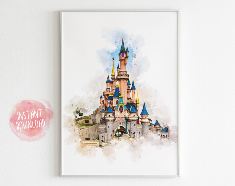 Disney Castle Digital Art Disney Princess Castle Poster Disney Parks Watercolor Disneyland Castle Disney Castle Watercolor Printable