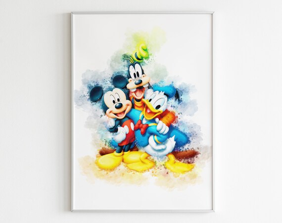 Download Mickey Mouse Moustach Disney Watercolor Fine Art Print Art Collectibles Painting Vadel Com