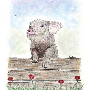 Carte de voeux vierge Happy Pig 5,5 x 4,25 pouces
