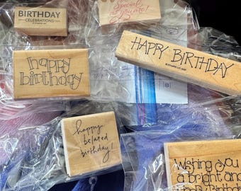 Wood Mounted Rubber Stamp - Birthday Lot