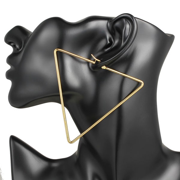 Stainless Steel Triangle Earrings,Big Earrings,Gold Hoop Earrings For Women,Large Geometric Earrings,Female Earrings,Titanium Steel Earrings