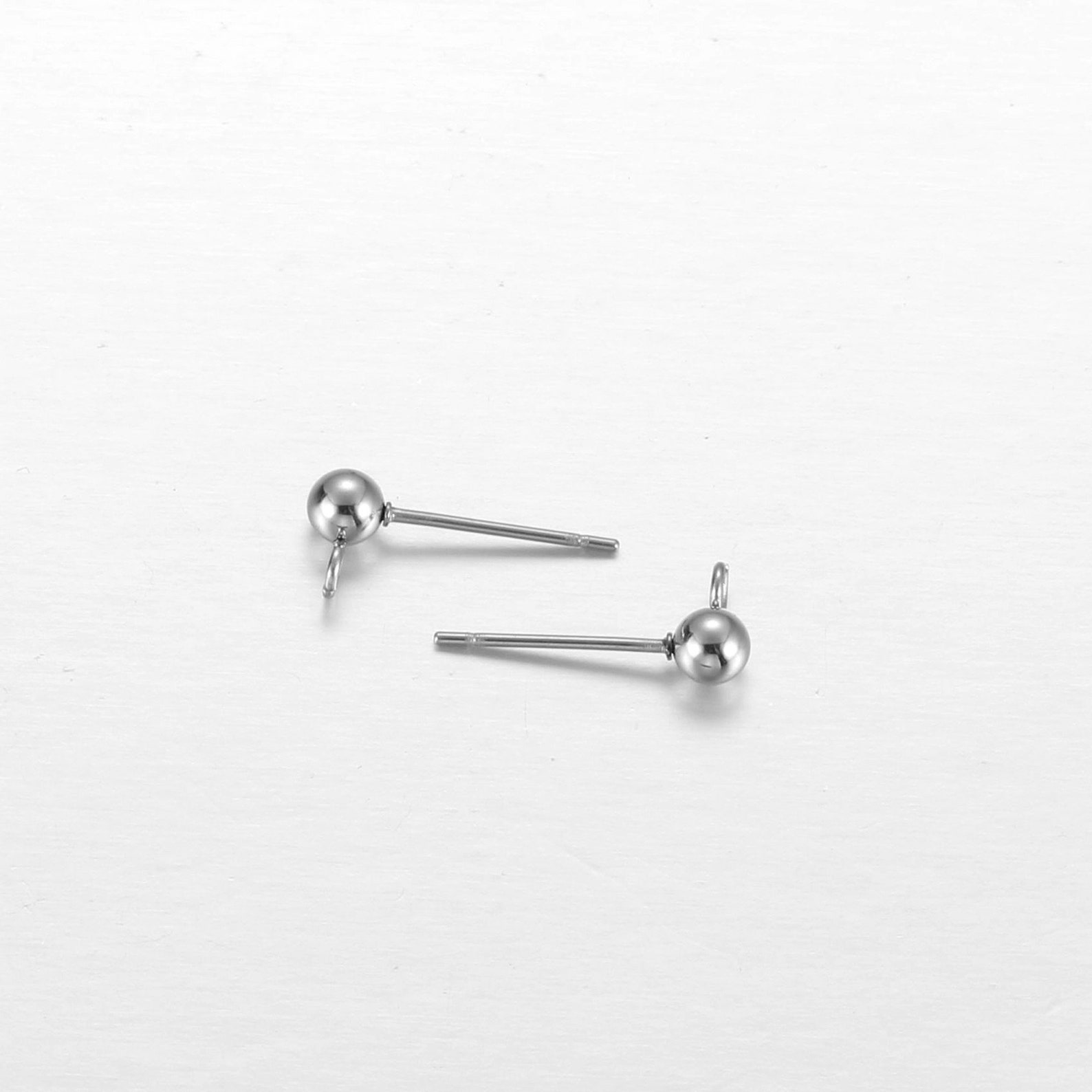 Stainless Steel Hypoallergenic Earring Posts With Loop,silver Ball Stud