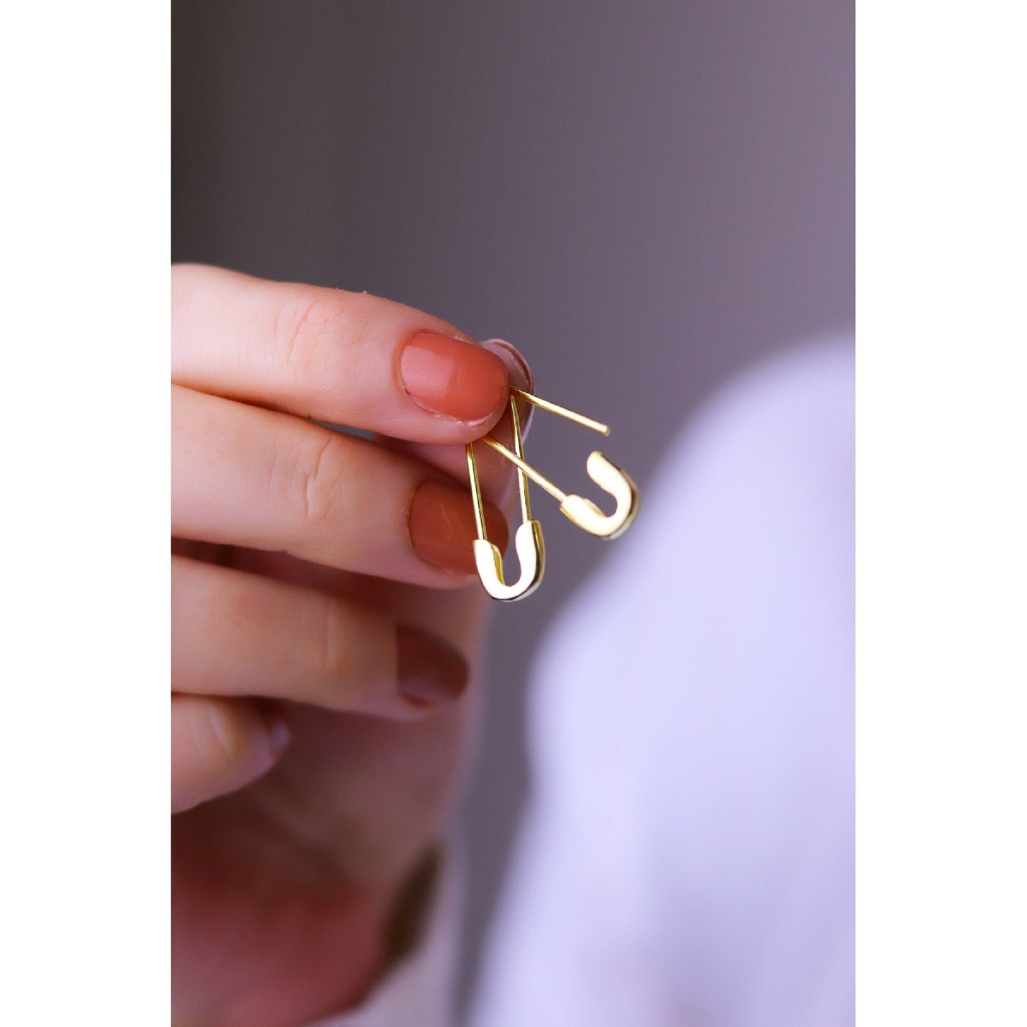 Sterling Silver Safety Pin Earrings Silver Pin Earrings Etsy