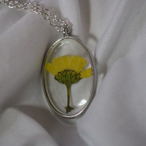 Silver Pendant with Yellow flower