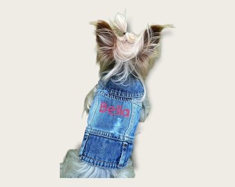 CUSTOM denim dog jacket | embroidered dog denim jacket | dog jean jacket | denim cat jacket | personalized dog coat | dog jacket with name