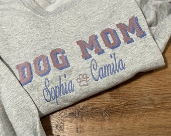 Gesticktes benutzerdefiniertes Hundemama-Sweatshirt | Team Hundemama Sweatshirt mit Namen | Muttertagsgeschenk