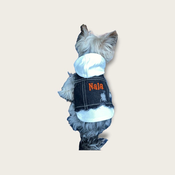 CUSTOM Denim Dog Jacket Embroidered Dog Denim Jacket Dog Etsy