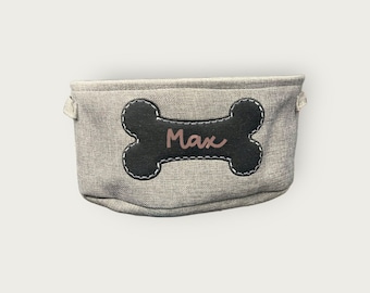 カスタム刺繍犬用おもちゃバスケット：パーソナライズされたペット収納ボックス