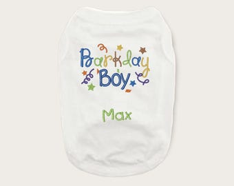 Custom Embroidered Barkday Boy Dog Shirt: Personalized Birthday Outfit