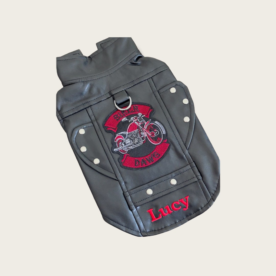 CUSTOM Dog Motorcycle Jacket Biker Dog Jacket Embroidered Motorcycle