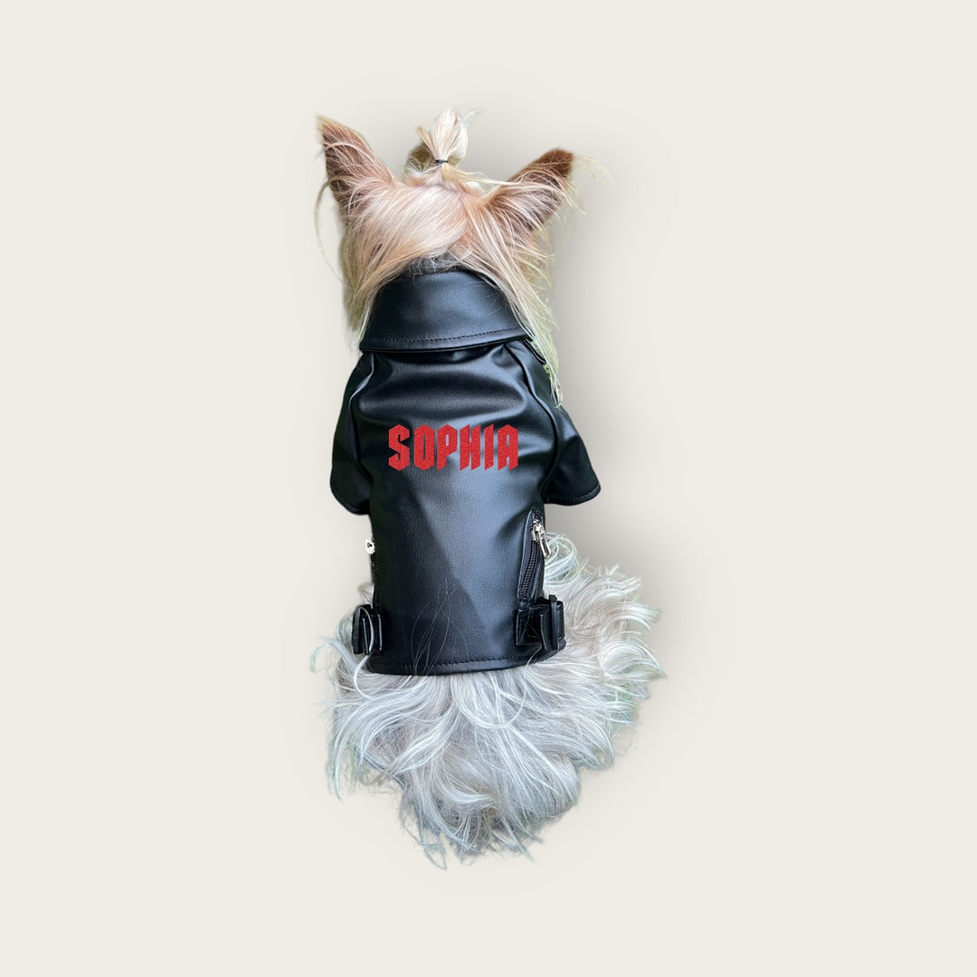 CUSTOM Leather Dog Jacket Biker Dog Jacket Embroidered Motorcycle