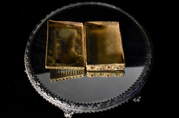 Nepalese Box Brass Tibetan Filigree w/ Turquoise … - image 2