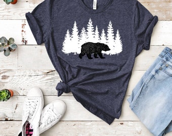 Bear Forest Shirt | Adventure Shirt | Mountain Themed T Shirt | Hiking Tees | Outdoor Shirts| Wilderness Graphic Tee | Forest Shirt