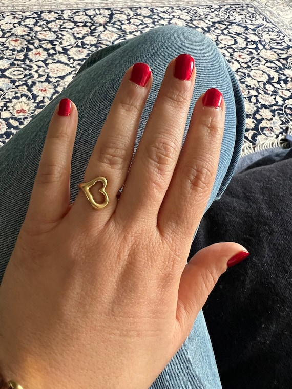 Tiffany &co Elsa Peretti Open Heart Ring 18ct Gold - Etsy
