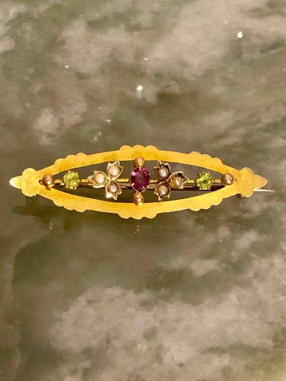 Antique Edwardian suffragette brooch 9ct gold amet