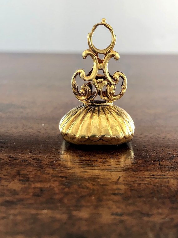 Antique Victorian 18ct gold fob seal pendant carn… - image 9