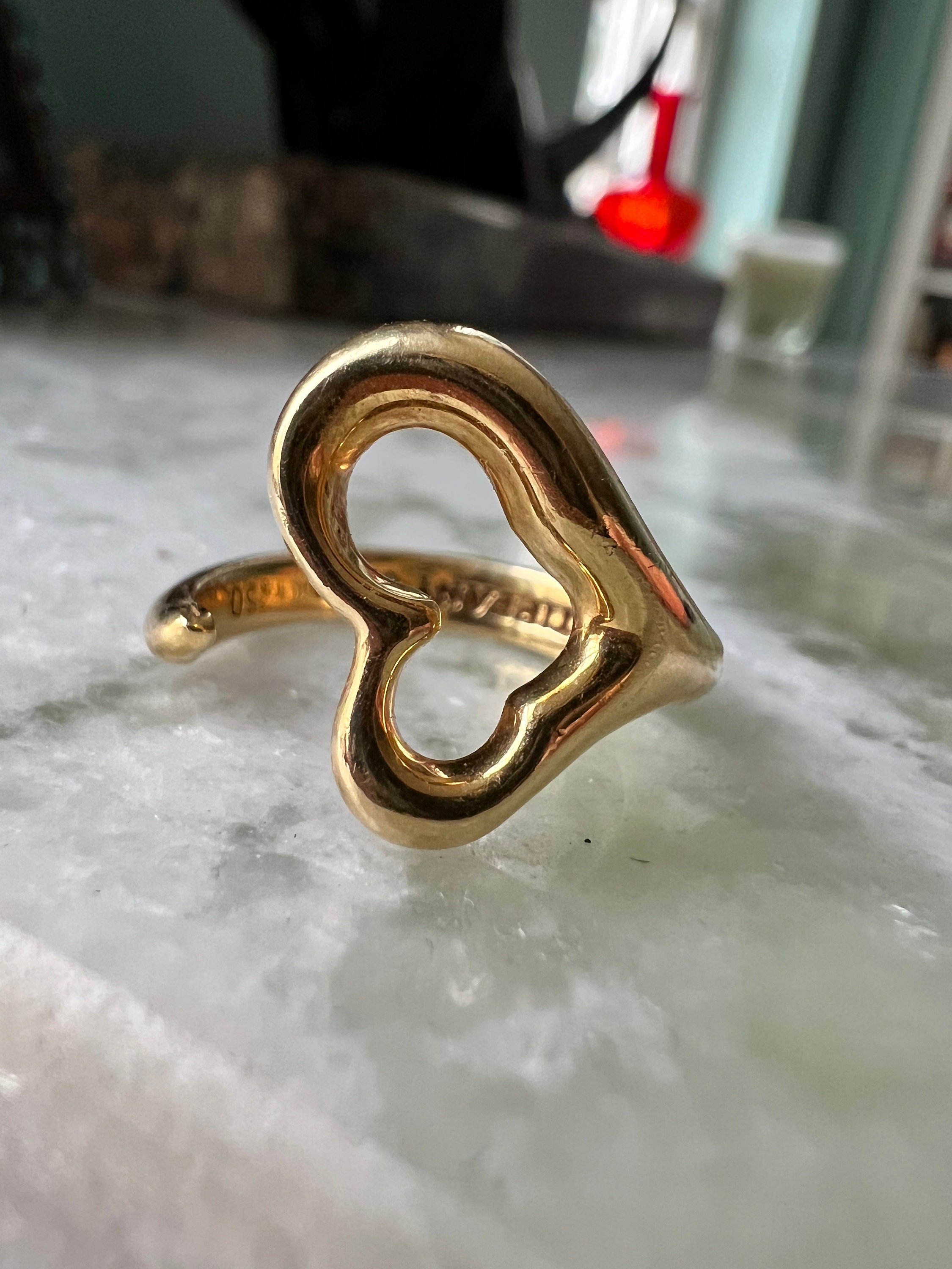 Tiffany &co Elsa Peretti Open Heart Ring 18ct Gold - Etsy